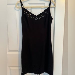 Vintage 90s Hugo Buscati Black Floral Cut-Out Mini Size 8 Dress